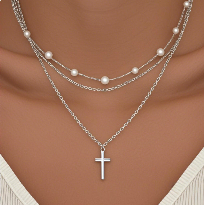 Amazon TK Hot-Selling OT Buckle Square Cross Necklace for Women Copper Plated 14K Gold Paperclip Necklace Yiwu In Stock