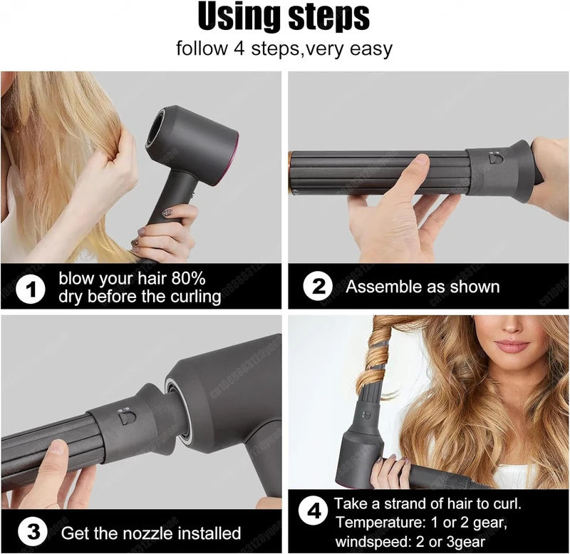 Cyan Hair Dryer Curling Attachment 30/40mm Auto Curling Nozzle For Dyson Supersonic&HS01/05 Airwrap Large Firm Smoothing Brush