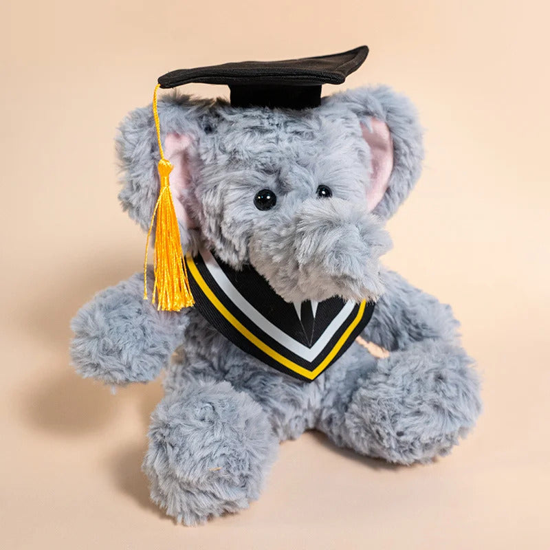 25cm Cute 2025 New Graduation Capybara Plush Doll Doctor Cap Bear Elephant West Highland Animal Stuffed Home Decor Gift For Kids