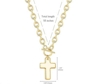 Amazon TK Hot-Selling OT Buckle Square Cross Necklace for Women Copper Plated 14K Gold Paperclip Necklace Yiwu In Stock
