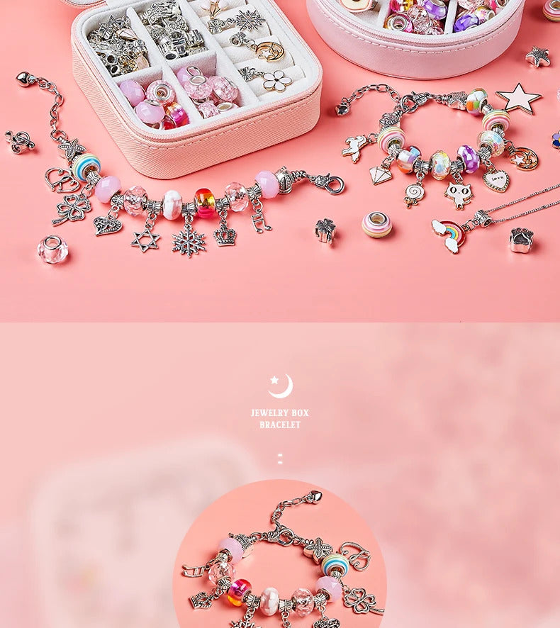 DIY Beaded Bracelet Set with Storage Box for Girls Gift Acrylic European Large Hole Beads Handmade Diy Jewelry Making Kit