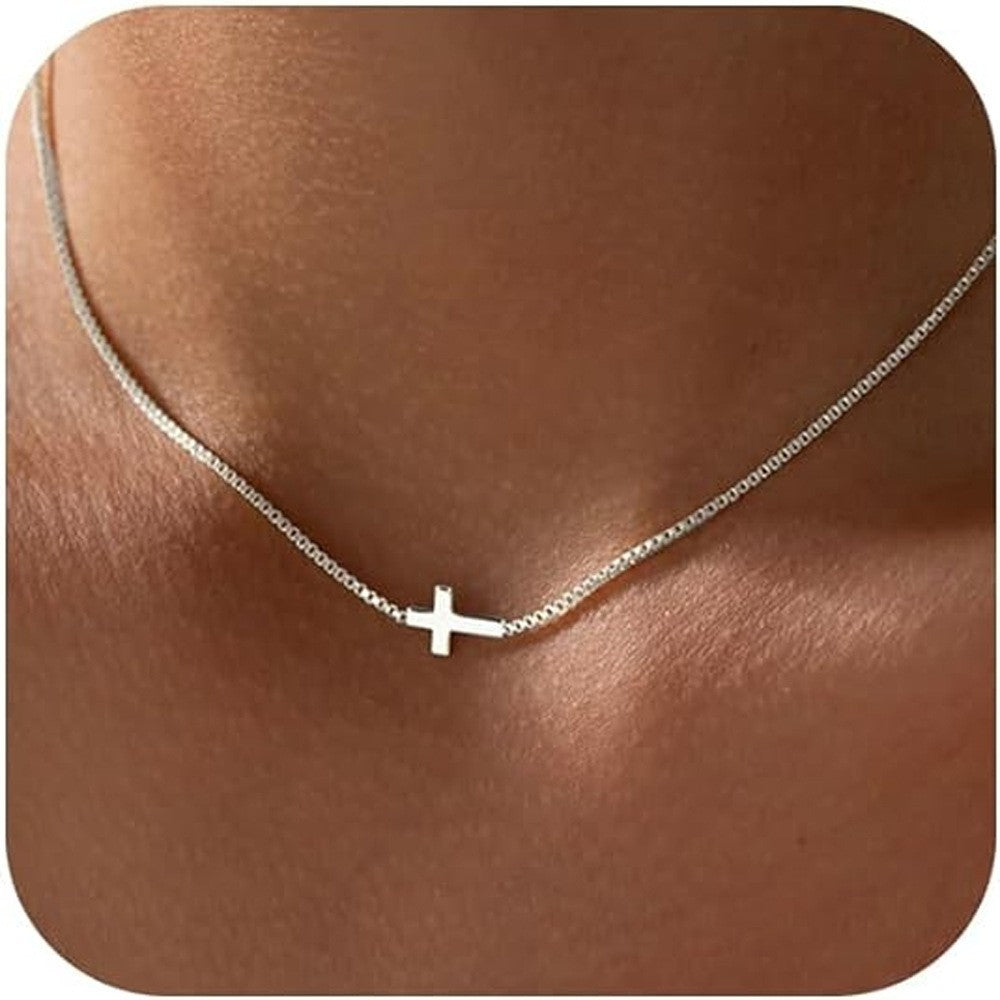 Amazon TK Hot-Selling OT Buckle Square Cross Necklace for Women Copper Plated 14K Gold Paperclip Necklace Yiwu In Stock