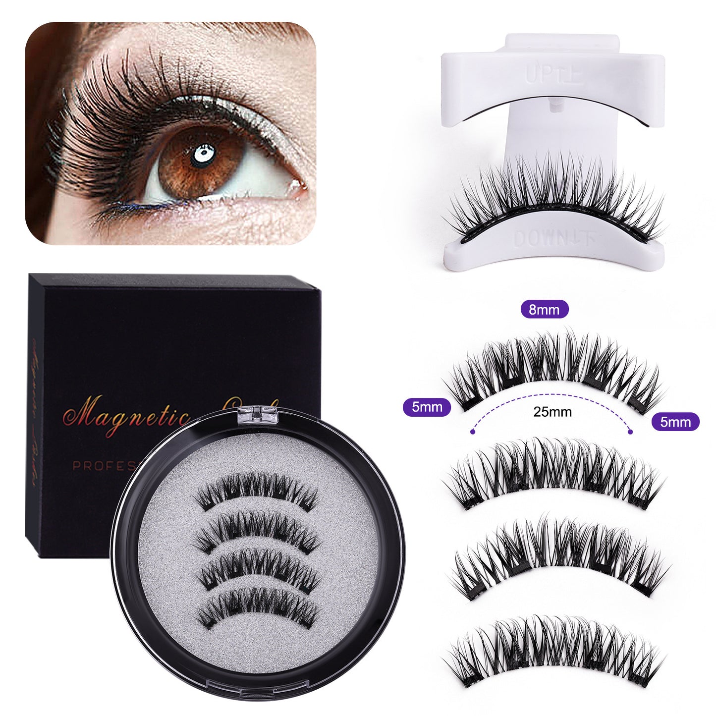 Foreign Trade Hot-Selling Magnetic False Eyelash Set 3D Magnetic Eyelashes No Glue No Removal Magnetic False Eyelashes Factory Direct