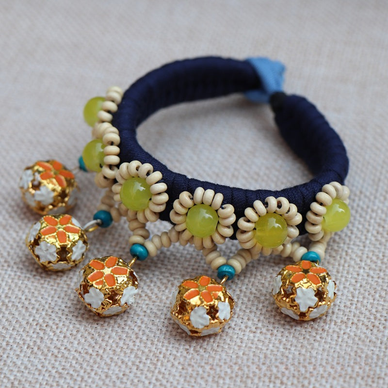 Blue Tie Dye Cloth Bracelet Dali Lijiang Hot Sale Hand-stitched Flower Fabric Bracelet Bracelet