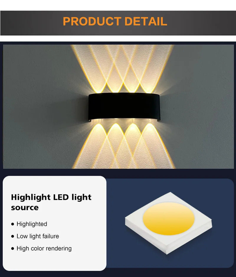 Aluminum LED Wall Lamp Waterproof IP65 interior wall light Up and Down Outdoor Garden Lights Bedroom Living Room Stairs Lighting