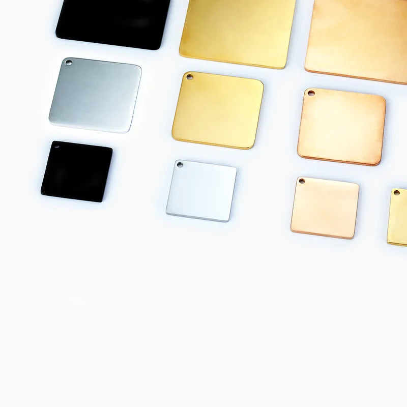 20pc stainless steel blank square charm rectangle pendant personalized customization DIY jewelry making