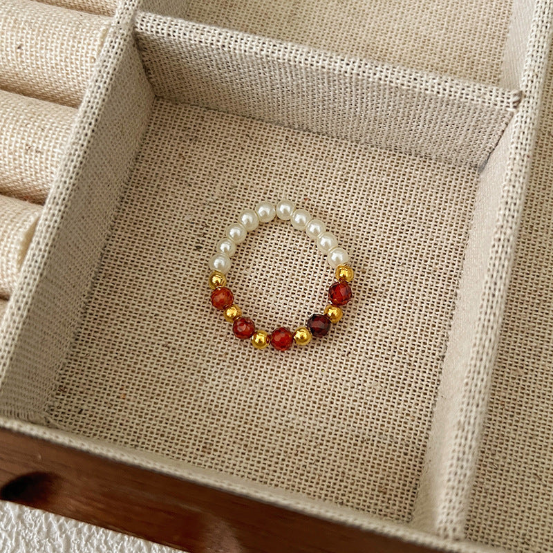 Dopamine Ring for Women, Niche Design, Personalized Beaded Index Finger Ring, High-End Fashion, Colorful Cute Closed Ring