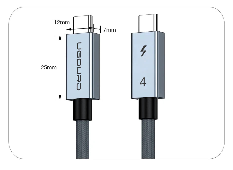 UGOURD USB C Thunderbolt 4 40Gbps USB4 Cable USB Type C to C 240W Fast charging Cable Thunderbolt3 for egpu SSD iPad MacBook Air