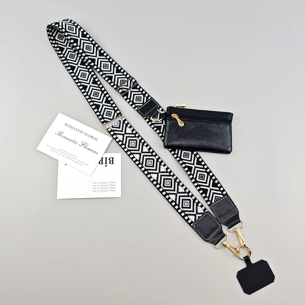 Adjustable Crossbody Mobile Phone Lanyard Strap Anti-lost Cell Phone Case Pendant With Zippered Wallet Card Gasket Coin Purse