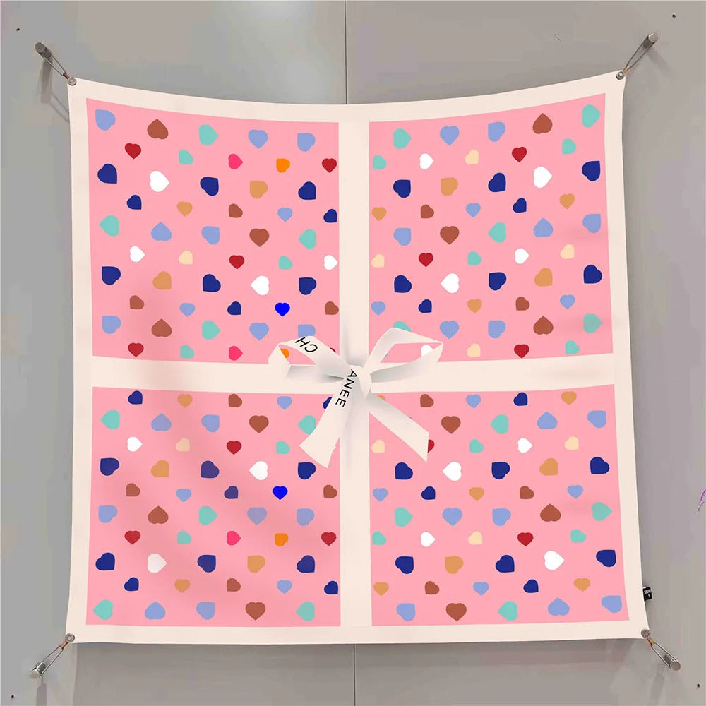 Fashion Graffiti Neckerchief Luxury Square Scarf for Women Silk Shawl Satin Hijab Wraps Hair Bands Headband Bandana Ribbon