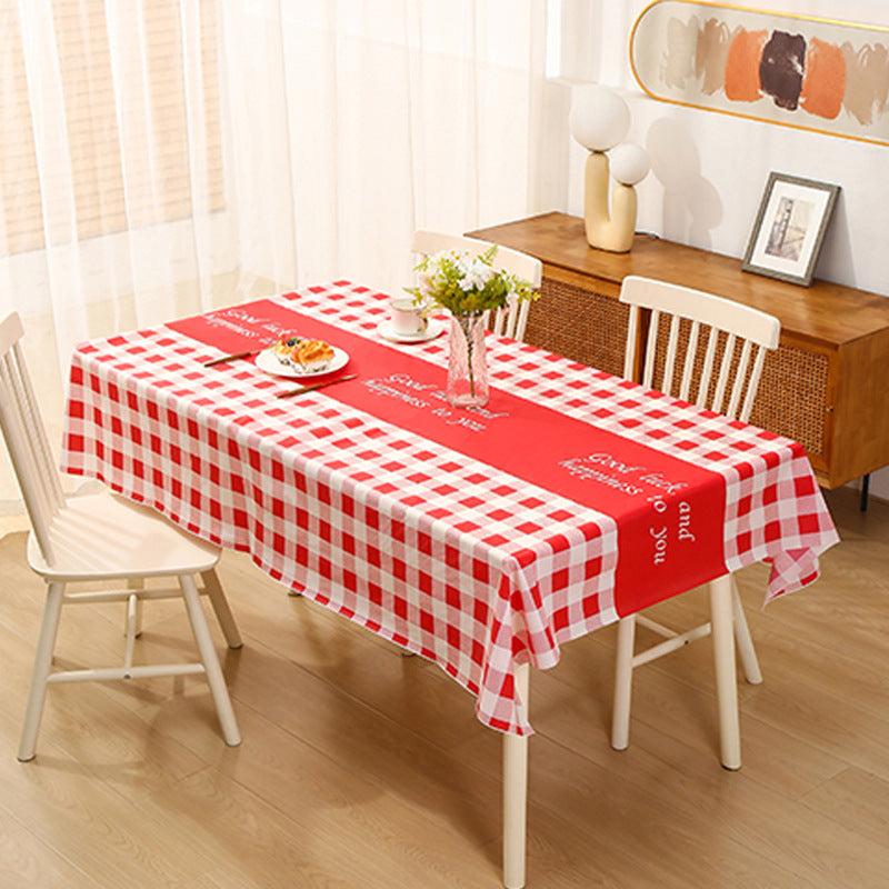 Nordic Style Warm High Temperature Resistant Tablecloth Ins Tablecloth Waterproof Oil-Proof Disposable High-Grade PVC Plaid Dining Table Cloth Liner