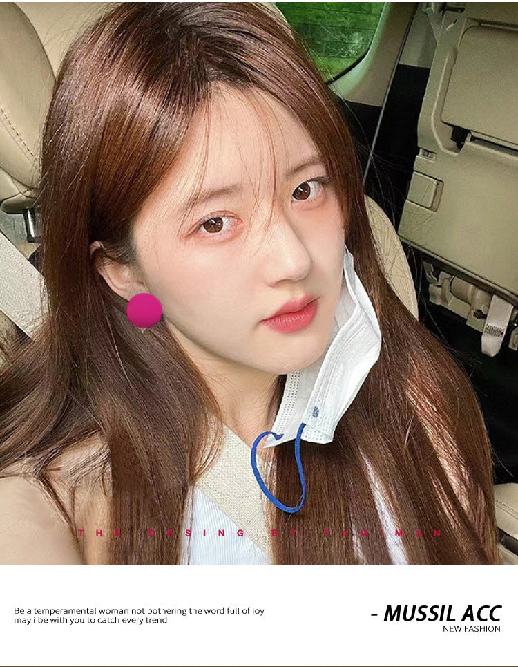 High-grade dopamine rose red earrings female niche design earrings net red pink earrings