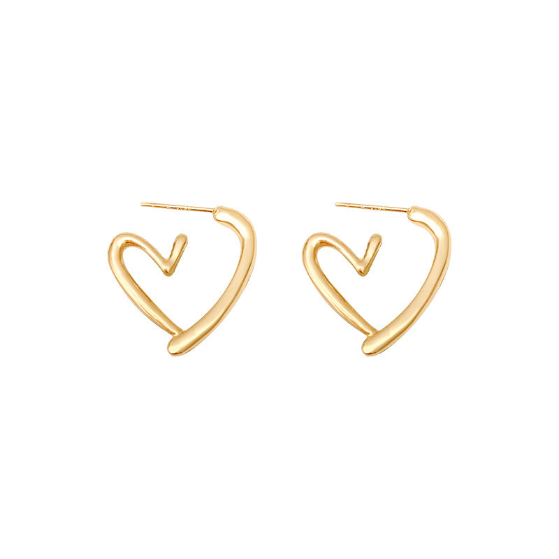 925 Silver Needle Hong Kong Style Retro Metal Earrings Women's High-Grade Geometric Simple Bracelet Ear Clip All-Match Exaggerated Commuter Earrings