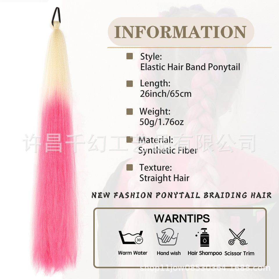 Children Girl Rubber Band Ponytail Wig Boxing Braid Color Elastic String Braid Ponytail Wig Connecting Braid