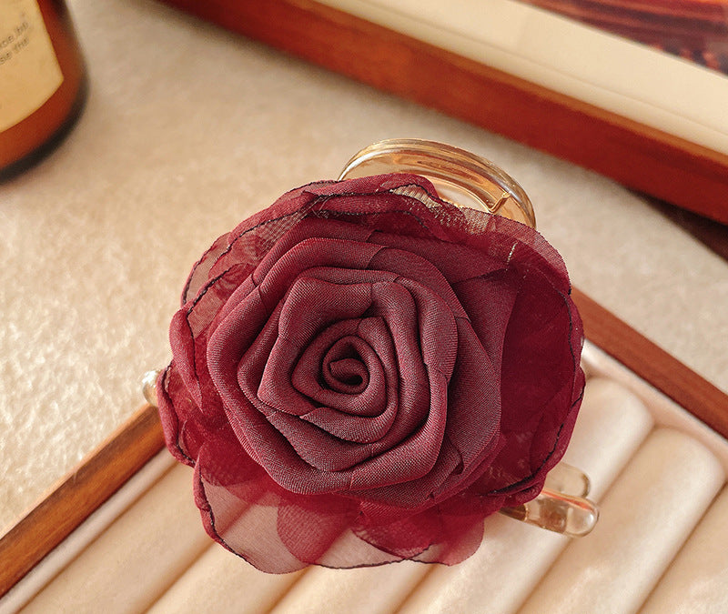 Vacation Organza Flower Hair Clip Travel Outing Hair Accessories Atmosphere Clip Duckbill Clip Hairpin Side Clip Hair Ornament