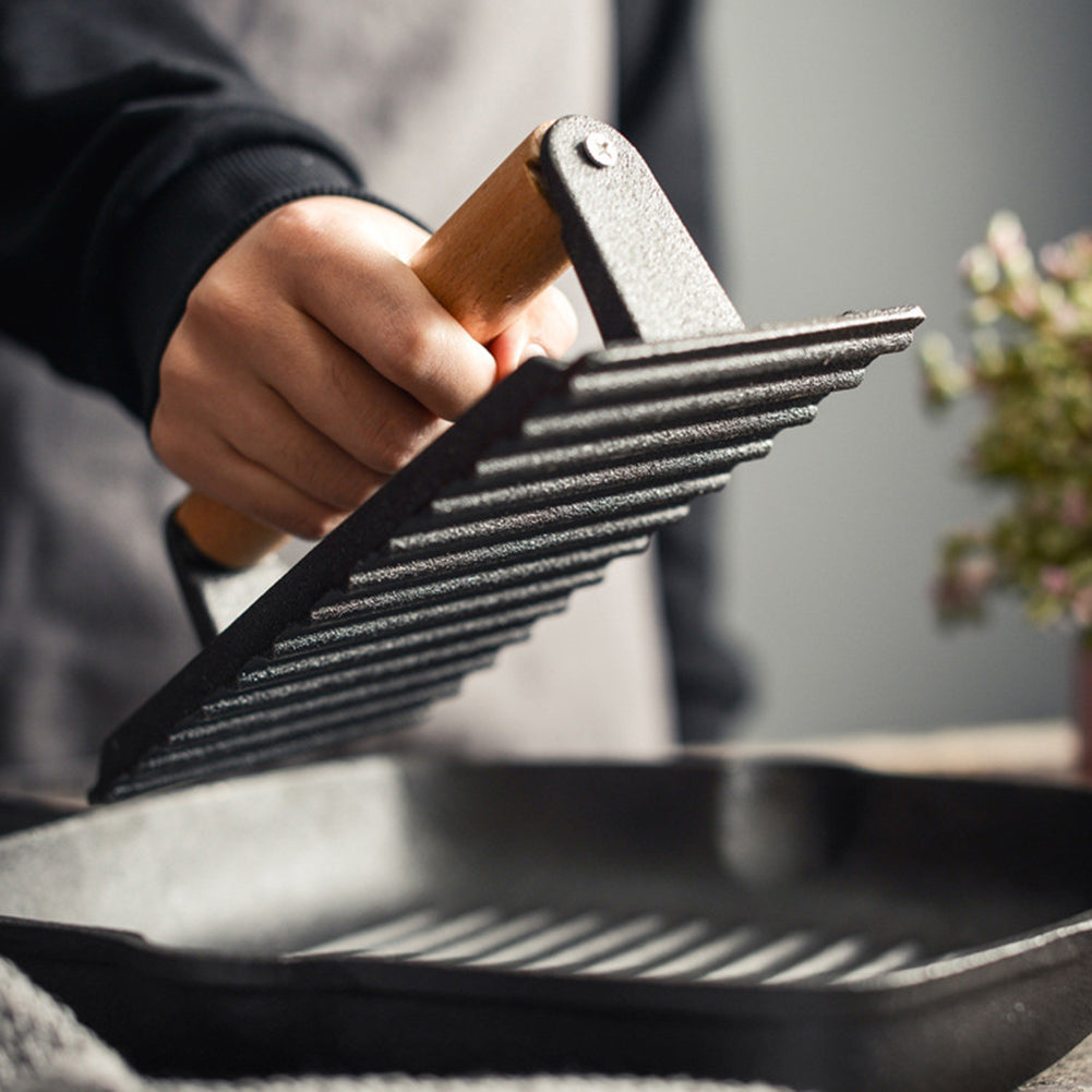 Universal Rectangular Meat Press Heavy-Duty Steak Burger Press With Handle BBQ Cooking Tool High Temperature Resistance