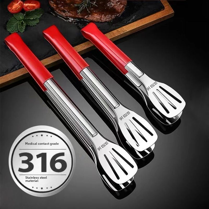 Extra Thick 316 Stainless Steel Food Tongs BBQ Tongs Meat Tongs Steak Tongs Kitchen Food Tongs Baking Bread Tongs