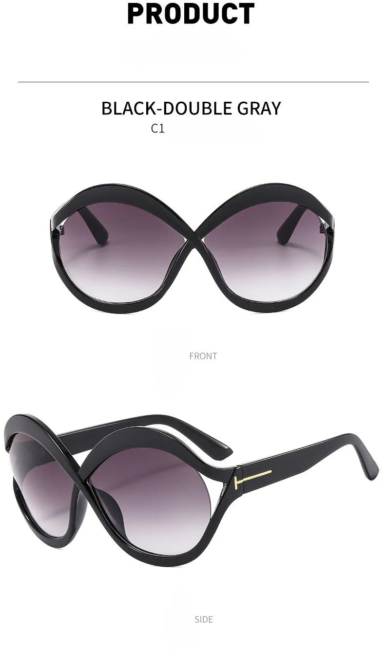 Luxury Oversized Round Sunglasses Goggle New Brand Designer Women Sun Glasses Trends Punk Shades Eyewear Eyeglasses Oculos