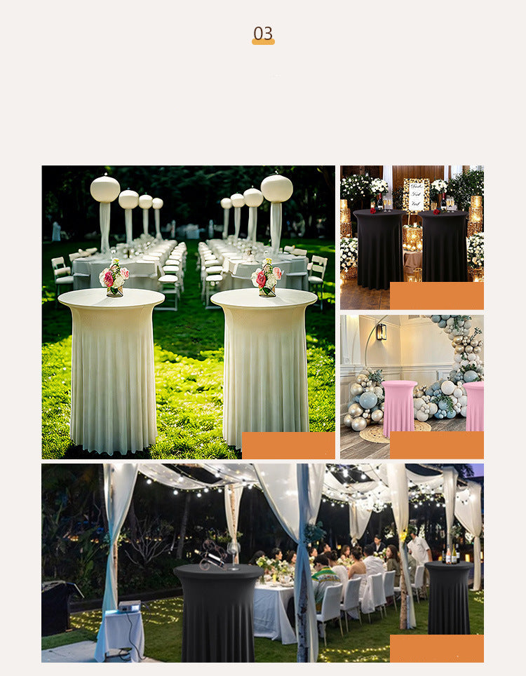 Elastic Tablecloth Cocktail Skirt Table Cover Banquet High Bar Round Elastic Cover