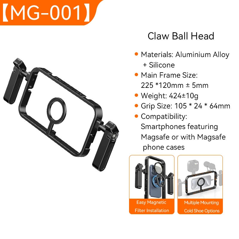 Ulanzi MG-001 Universal Magsafe Phone Cage With Dual Handle Grip Rig Portable Case Stabilizer for Filmmaking Vlog Videomaker Kit