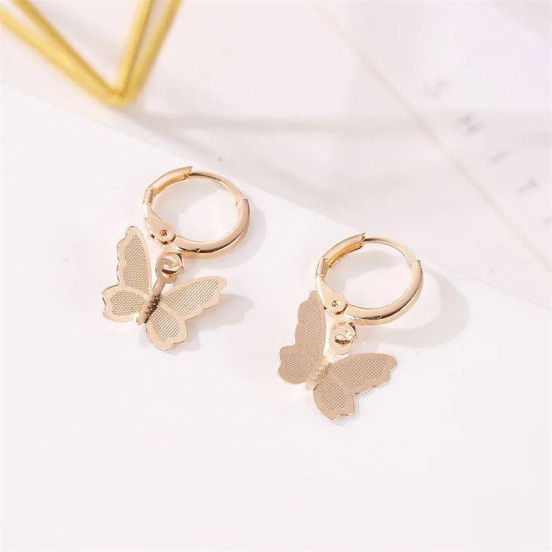 Rhinestone Butterfly Stud Earrings For Women Girls Korean Cute Fashion Metal Cuff Chain Tassel Boucle D'oreille Jewelry