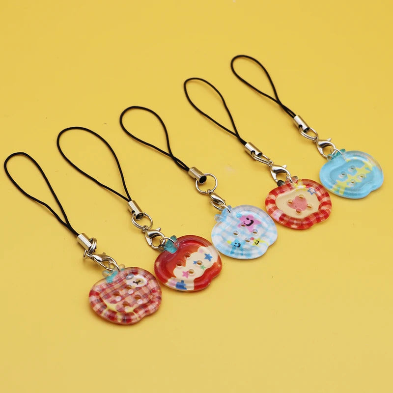 Clear Apple Keychain Phone Charms Printed Design Pendants INS Style Bag Phone Case Accessories for Friends Couples