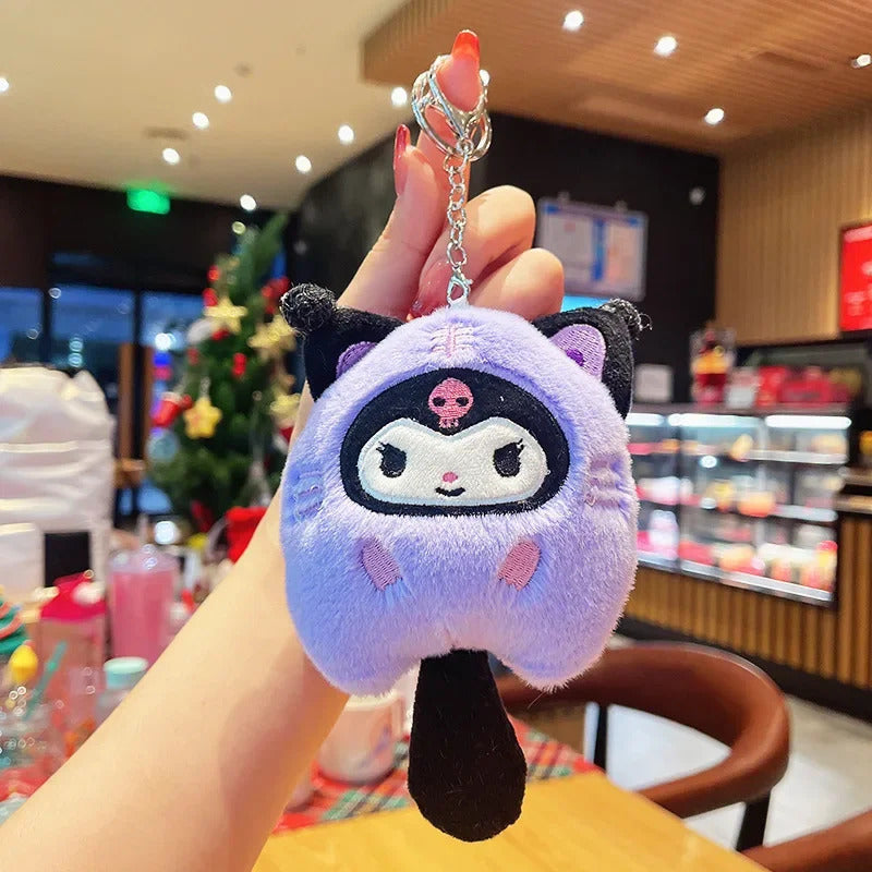15cm/5.9in Kuromi Plush Keychains Melody Cinnamoroll Doll Cute Funny Hangings Ornament Toys Valentine Day Gift Girl Decoration