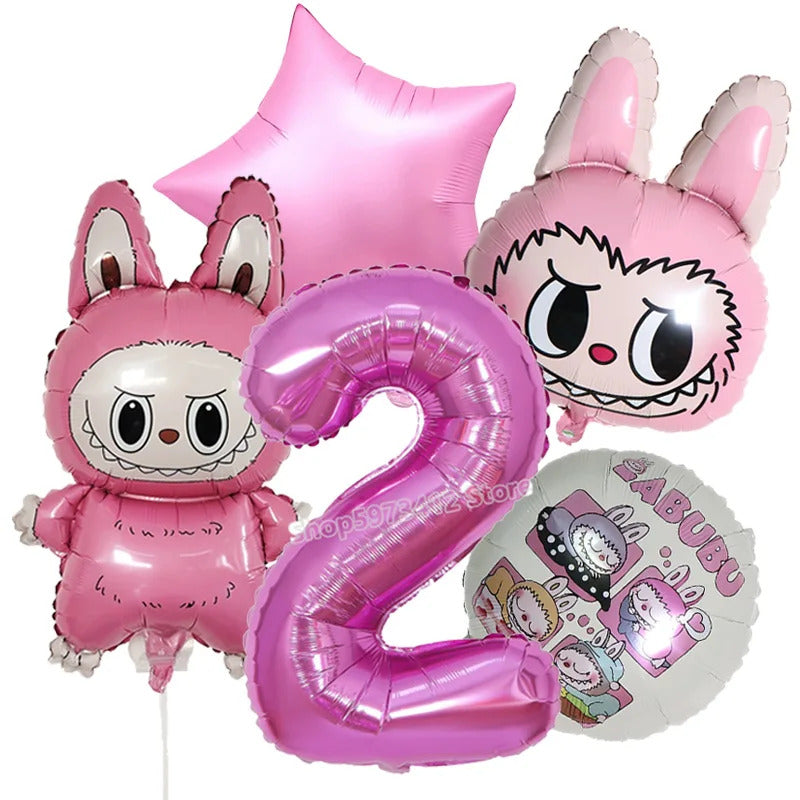 Cartoon Labubu Monster Balloons Set Pop Marts Number 1-10 Birthday Aluminum Film Balloon Kids Party Decoration Room Decor Gift