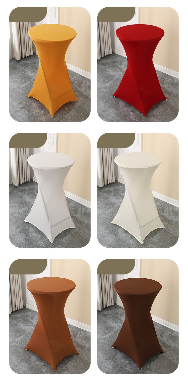 Elastic Table Cover High-End Banquet Wedding Hotel Cocktail Table Cover Table Skirt Table Skirt Cross-Border round High Leg Bar Counter Set