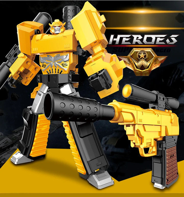 Children Action Figure 2in1 Transforming Robot Gun Toy Transforming Robot Figure Multi Articulated Joints Boys Collection Gifts