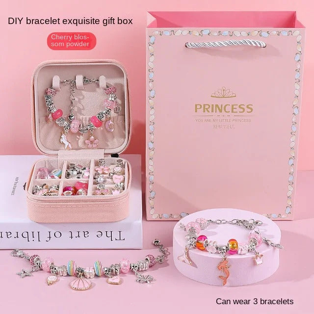 DIY Beaded Bracelet Set with Storage Box for Girls Gift Acrylic European Large Hole Beads Handmade Diy Jewelry Making Kit
