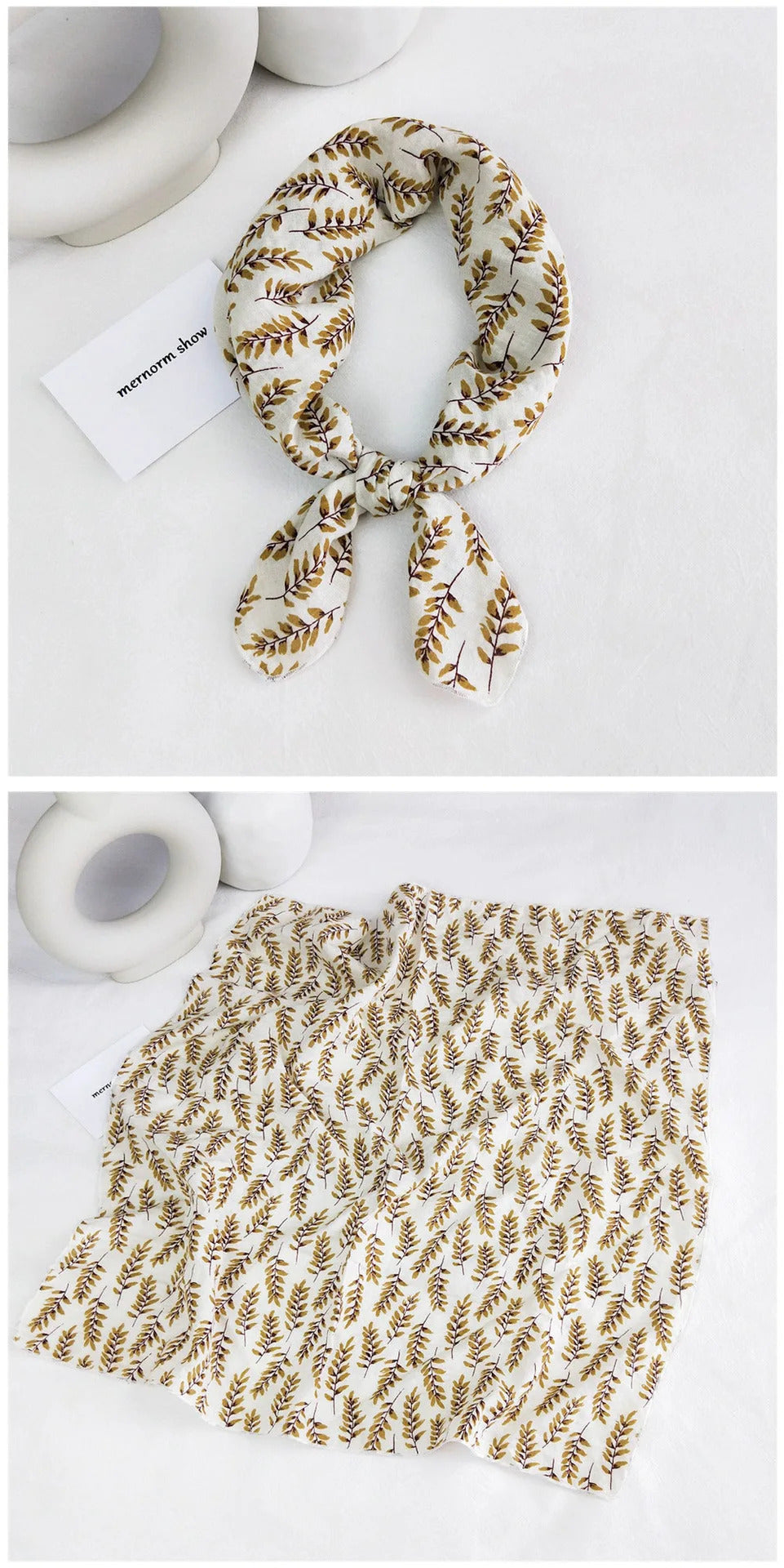 Cotton Linen 55cm Square Scarf Women Kerchief Flower Print Geometric Neckerchief Scarves  Headwrap Bandanas Hairband Headbands