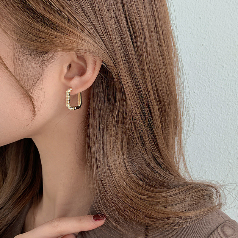 Metal Big Circle Earrings Women's Hong Kong Fashion Women's Ear Jewelry S925 Silver Needle