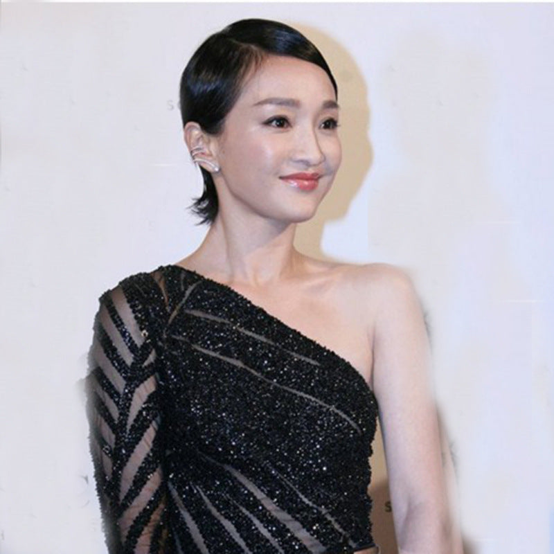 Star Earrings Sterling Silver Needle Personality Temperament Micro-inlaid Zircon Line Snake Earrings Earrings Single