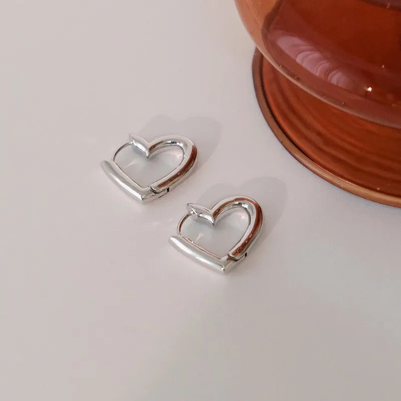 Colorful Heart Ear Buckle 2024 New Korean Fashion Women's Earring Precious Hoop Earrings Gold Plating Jewelries Girl Gifts
