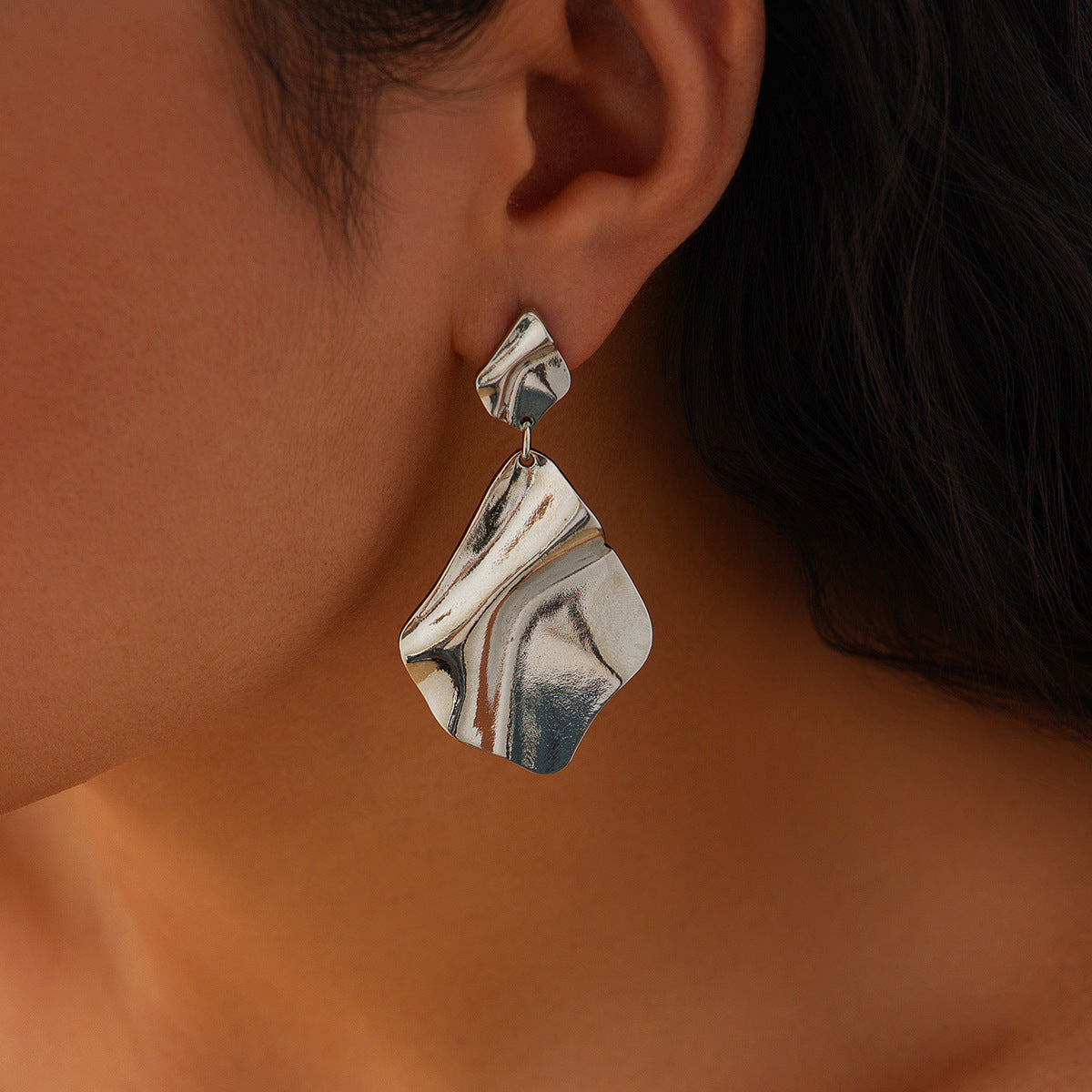 Personalized pleated hollow heart earrings various combinations of sunflower alloy earrings