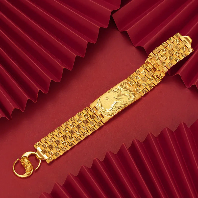 9999 24K  real gold store, same style gold bracelet for men and women, powerful and exquisite jewelry