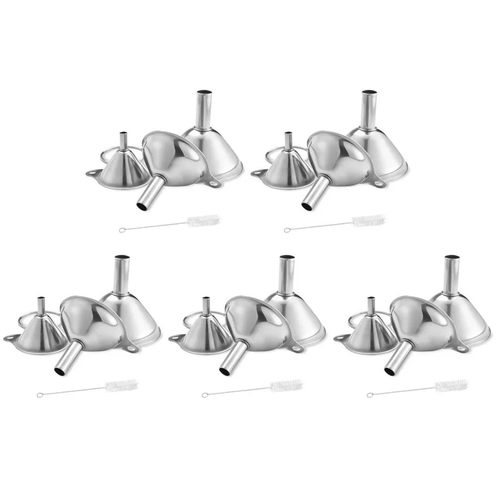3 Piece Stainless Steel Funnels Set Multipurpose Kitchen Funnel Set for Transferring Liquid Dry Ingredients Powder