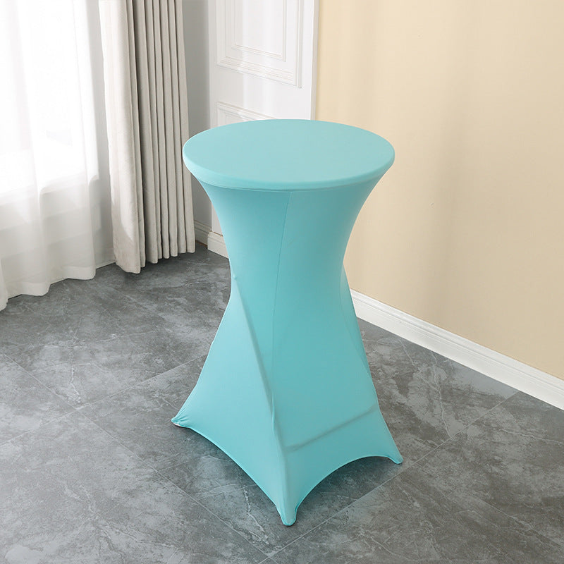 Elastic Table Cover High-End Banquet Wedding Hotel Cocktail Table Cover Table Skirt Table Skirt Cross-Border round High Leg Bar Counter Set