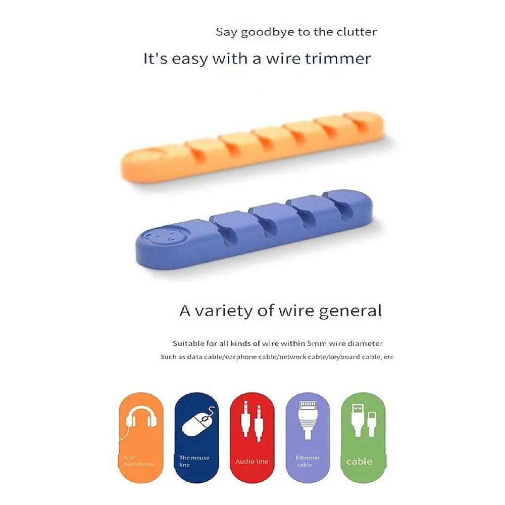 Cable Organizer Silicone USB Data Cable Desktop Management Cable Silicone Clips For Mouse Headphone Earphone Car Wire Holder