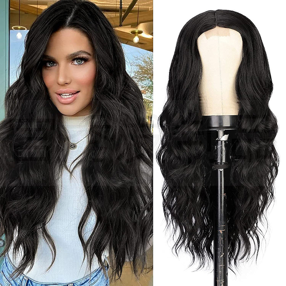 Lace Front Wig for Women, Middle Part, Small Lace, Highlighted Long Curly Synthetic Wig, Export Wigs