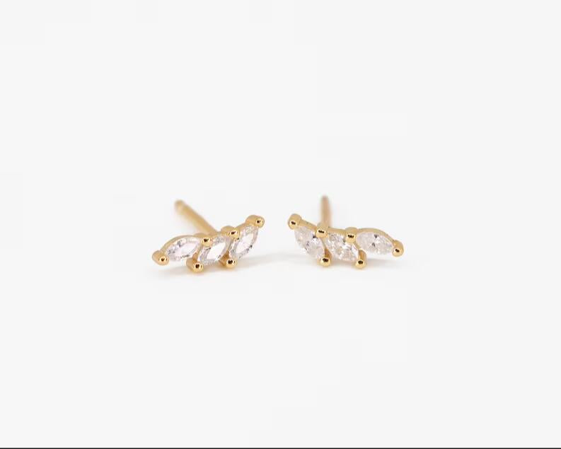 Ear Buckle Copper Plated Real Gold Micro-inlaid Zircon Fashion Women's Earrings Ear Buckle suit Earrings