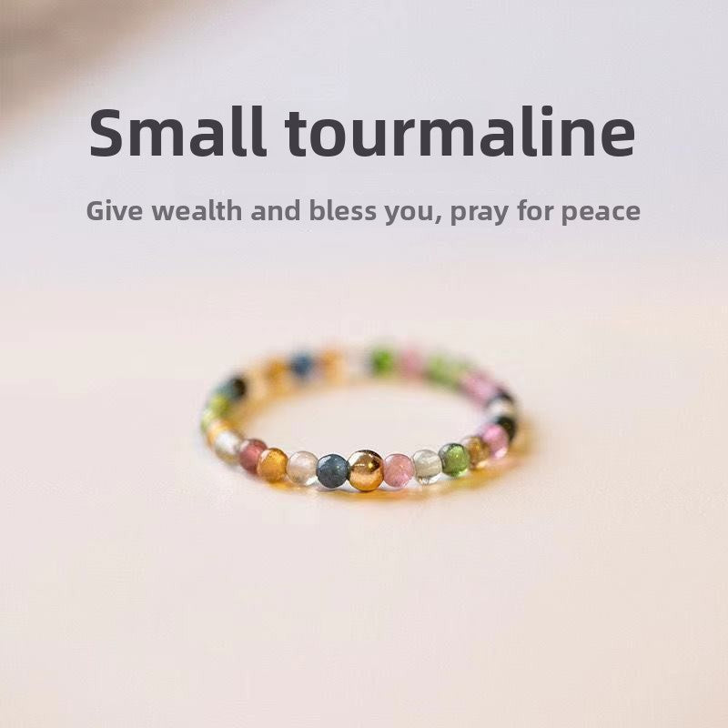 Natural Tourmaline Green Pine Garnet Small Particle Ring Ins Fashion Ring Ring Special Fine Finger Ring Bracelet