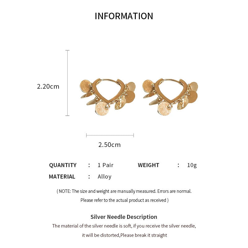 Colorful Heart Ear Buckle 2024 New Korean Fashion Women's Earring Precious Hoop Earrings Gold Plating Jewelries Girl Gifts