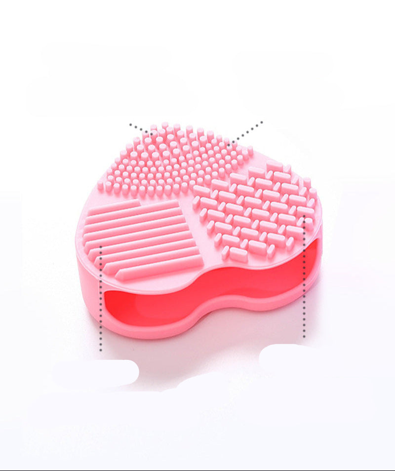 Heart-Shaped Makeup Brush Cleaning Box Multifunctional Makeup Brush Cleaning Tool Pad for Washing Brush Hollow Love Brush Box