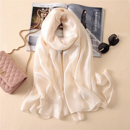 2023 Luxury Brand Women Fashion Scarf Plain Solid Silk Linen Shawls Scarves Summer Lady Bandanas Pashmina Foulard Hijab 180*90Cm