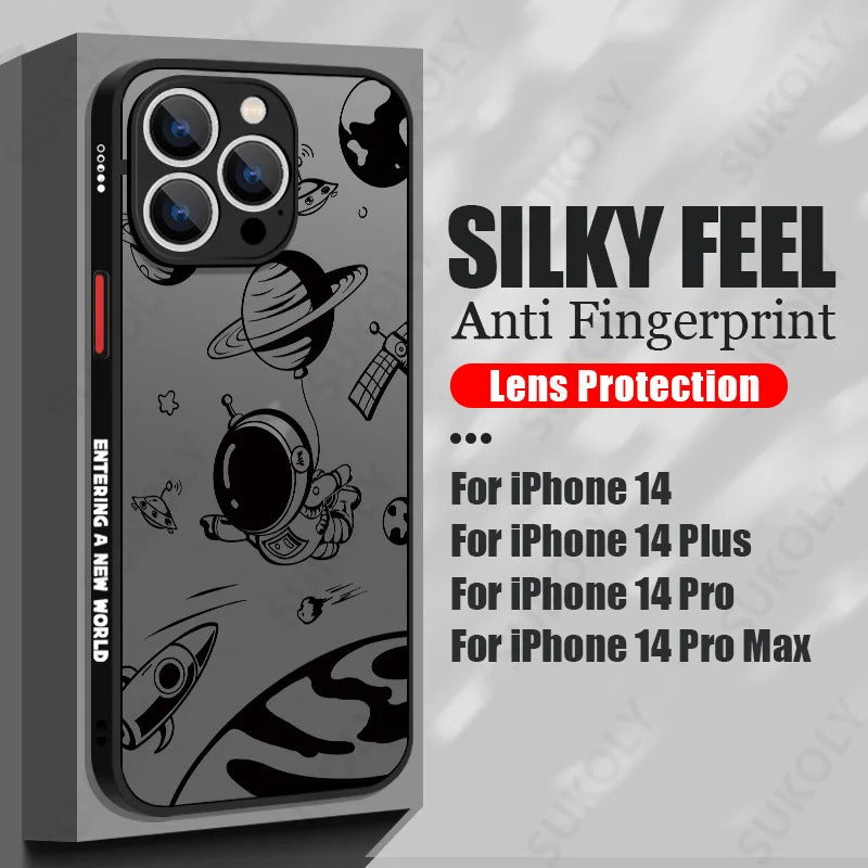 Astronaut Acrylic Phone Case For iPhone 16 13 14 Pro 15 16 Max 12 Pro Max 11 14 15 Plus Shockproof Matte Cartoon Hard Back Cover