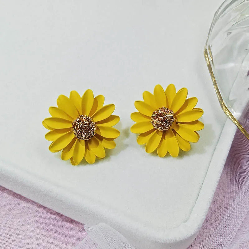 Korean New Double-layers Flower Drop Earrings for Ladies Exaggerated Women Floral Earrings Fashion Jewelry aretes de mujer