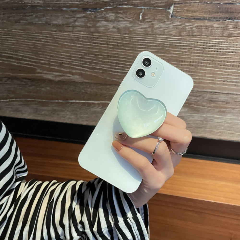 Heart Shape 3D Crystal Foldable Finger Ring Griptok Phone Holder for IPhone Samsung Support Socket Pocket Grip Tok Stand Bracket