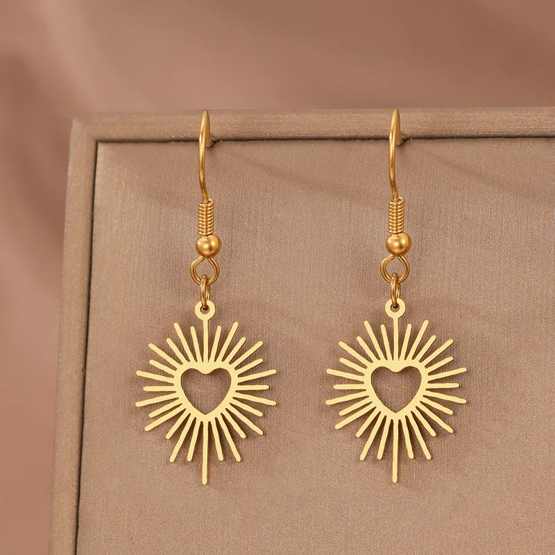 Stainless Steel Earrings Bohemian Geometric Heart Pendant Elegant Fashion Dangle Earrings For Women Jewelry Gifts for Lovers New